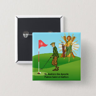 Badge Carré 5 Cm St. Andrew et Dapper Homme Golfer