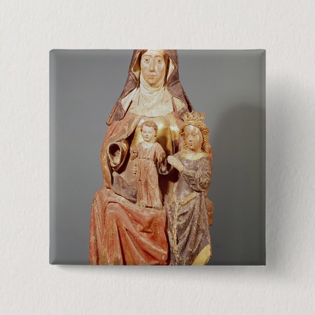 Badge Carré 5 Cm St Anne, la Vierge et enfant, (Devant)
