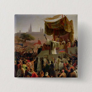 Badge Carré 5 Cm St Bernard prêchant la deuxième croisade