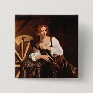 Badge Carré 5 Cm St Catherine de l'Alexandrie par Caravaggio