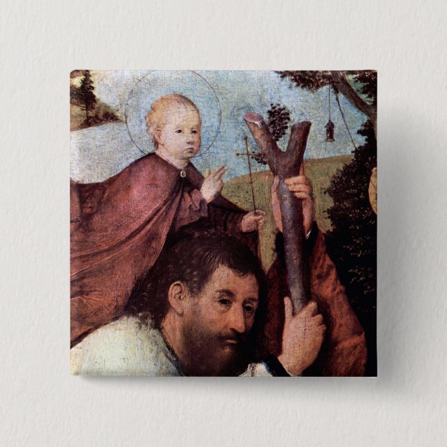 Badge Carré 5 Cm St Christopher, détaillent le bouton 2 (Devant)