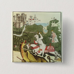 Badge Carré 5 Cm St George et le dragon