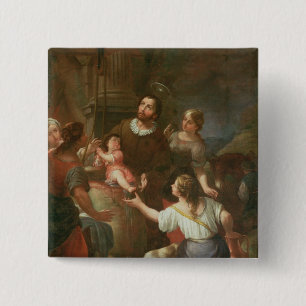 Badge Carré 5 Cm St Isidore et le miracle au puits