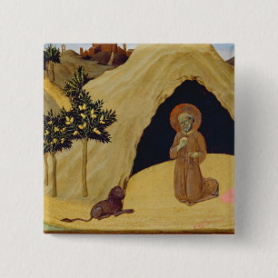 Badge Carré 5 Cm St Jerome avec le lion, 1436 (tempera sur le