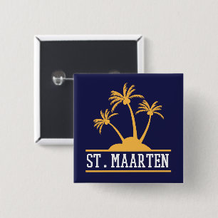 Badge Carré 5 Cm St Martin L'île conviviale Sint Martin