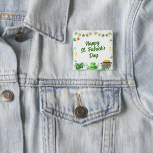 Badge Carré 5 Cm St patrick aquarelle