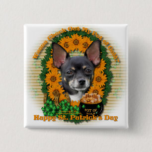 Badge Carré 5 Cm St patrick - pot d'or - chiwawa - Isabella