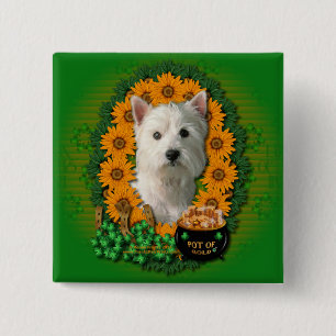Badge Carré 5 Cm St patrick - pot d'or - Terrier des montagnes