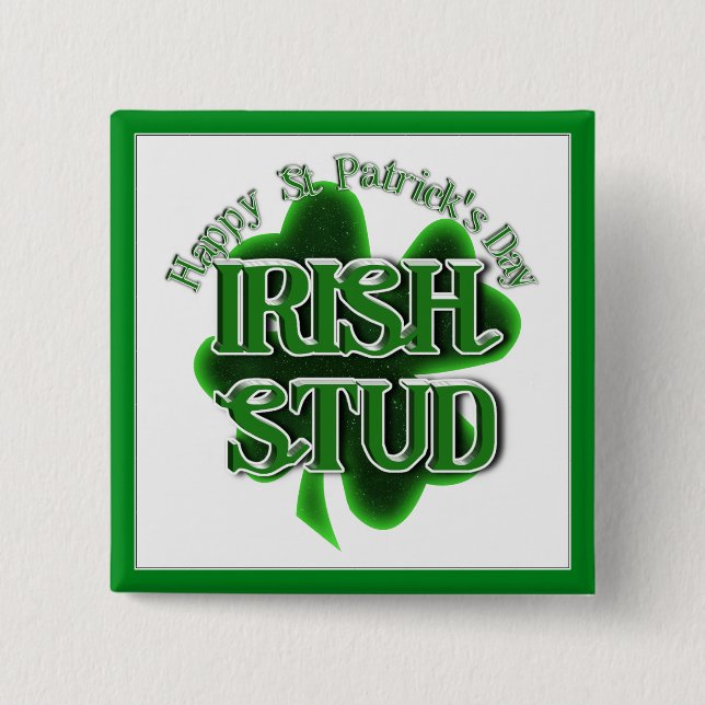 Badge Carré 5 Cm St. Patrick's Day Irish Stud (Devant)