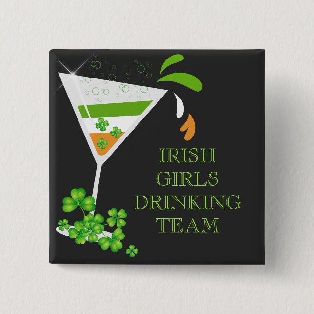 Badge Carré 5 Cm St. Patricks Day Shamrock Cocktail Button (Devant)