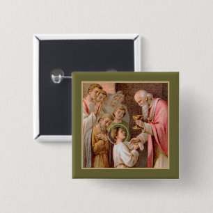Badge Carré 5 Cm St. Tarcisius recevant l'Eucharistie (BL 02)
