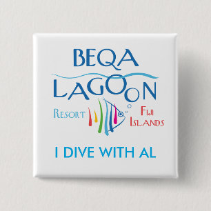 Badge Carré 5 Cm Station de vacances de lagune de Beqa, JE PLONGE