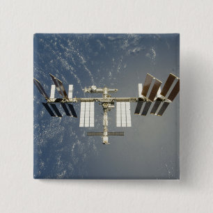 Badge Carré 5 Cm Station Spatiale Internationale backdropped