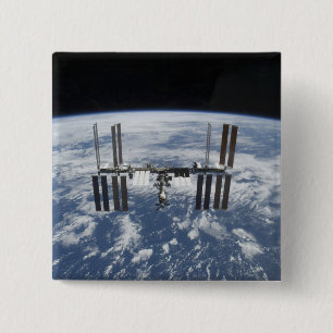 Badge Carré 5 Cm Station spatiale internationale en orbite