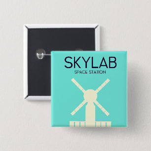 Badge Carré 5 Cm Station spatiale Skylab Art spatial