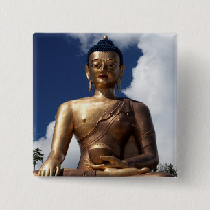 Badge Carré 5 Cm Statue de Bouddha assis