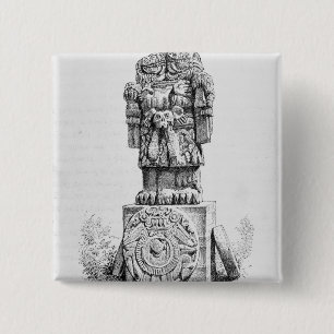 Badge Carré 5 Cm Statue de la déesse Coatlicue