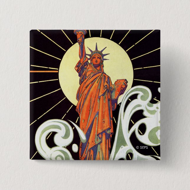 Badge Carré 5 Cm Statue de la liberté (Devant)