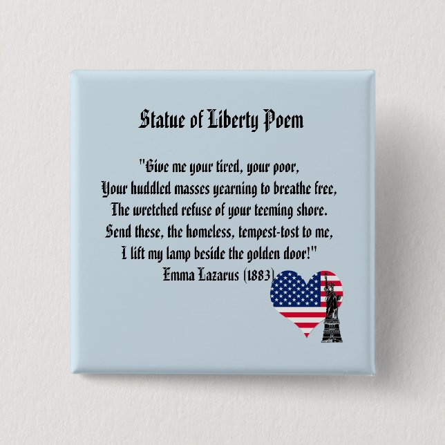 Badge Carré 5 Cm Statue de poème de liberté (Devant)