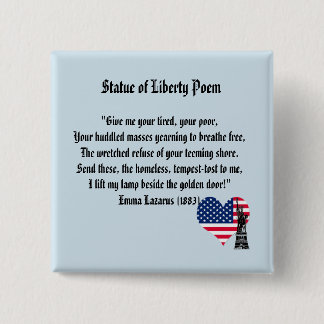 Badge Carré 5 Cm Statue de poème de liberté