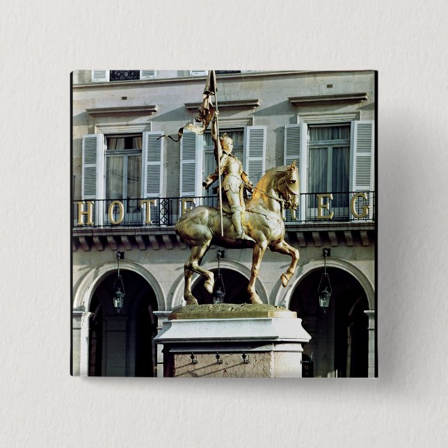 Badge Carré 5 Cm Statue équestre de Jeanne d'Arc (Devant)