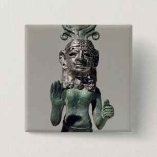 Badge Carré 5 Cm Statuette d'une déesse phénicienne, du Phoeni