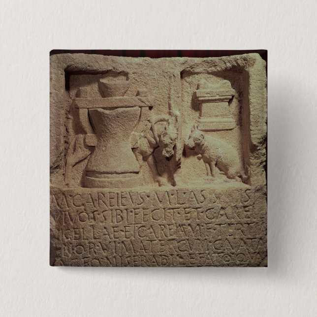 Badge Carré 5 Cm Stele du miller Marcus Careius Asisa (Devant)