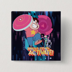 Badge Carré 5 Cm Steven Universe   Serious Steven… Activate!