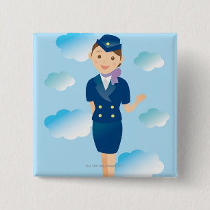 Badge Carré 5 Cm Steward (hôtesse de l'air)