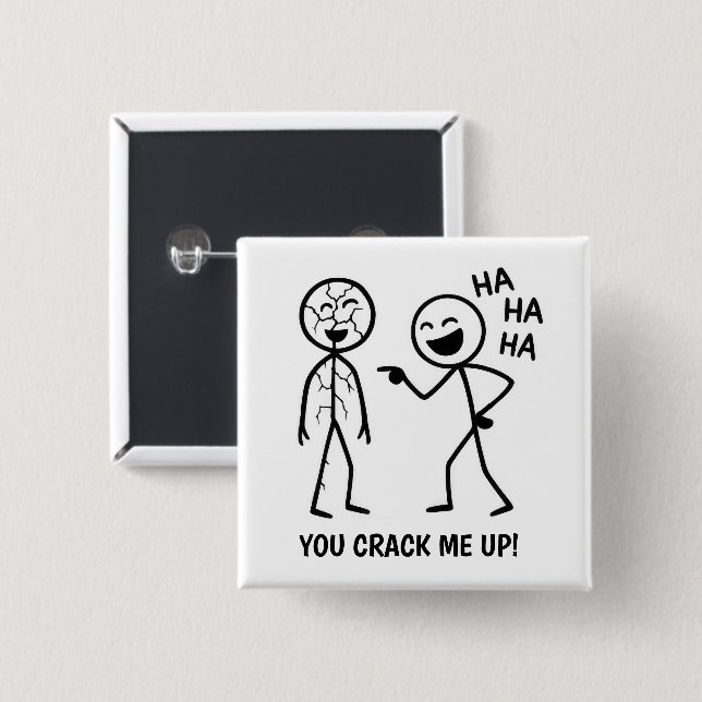 Badge Carré 5 Cm Stickman drôle (Devant & derrière)
