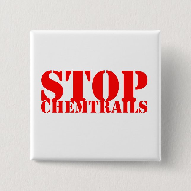 Badge Carré 5 Cm Stop Chemtrails - Botton Carré (Devant)