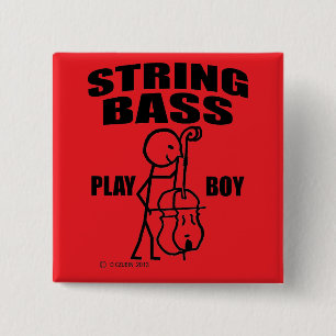 Badge Carré 5 Cm String Bass Play Boy
