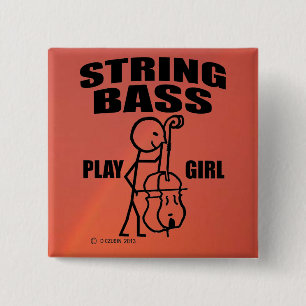 Badge Carré 5 Cm String Bass Play Girl