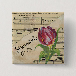 Badge Carré 5 Cm Strumstick Elegant Tulip Partition Vintage