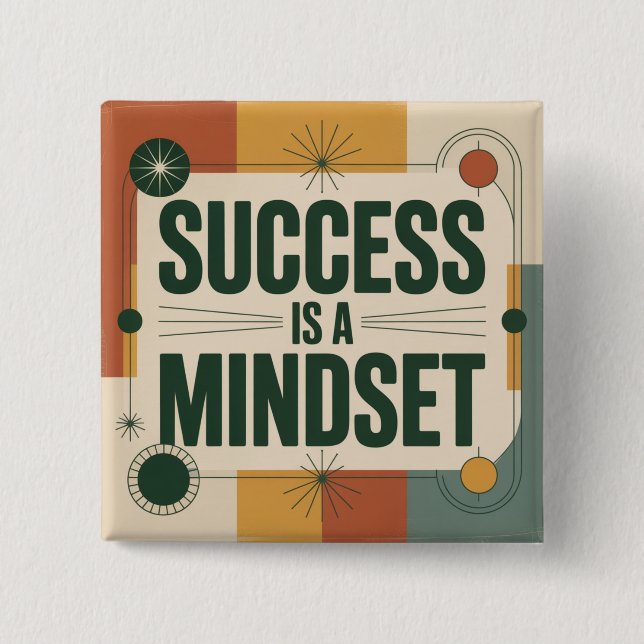 Badge Carré 5 Cm Success Is A Mindset (Devant)