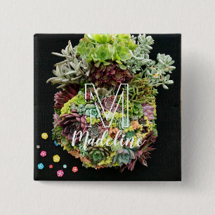 Badge Carré 5 Cm Succulents décoratifs