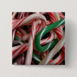 Badge Carré 5 Cm Sucres de canne Noël Vacances Blanc Vert et Rouge