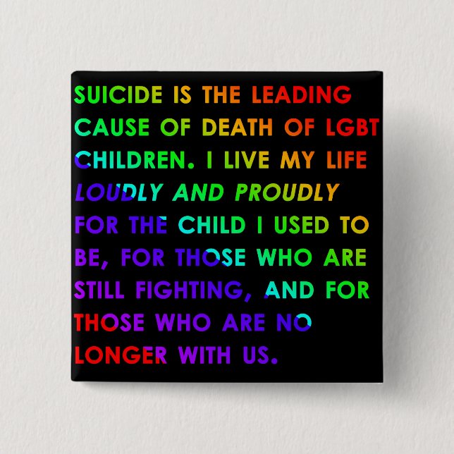 Badge Carré 5 Cm Suicide de la jeunesse de LGBT (Devant)