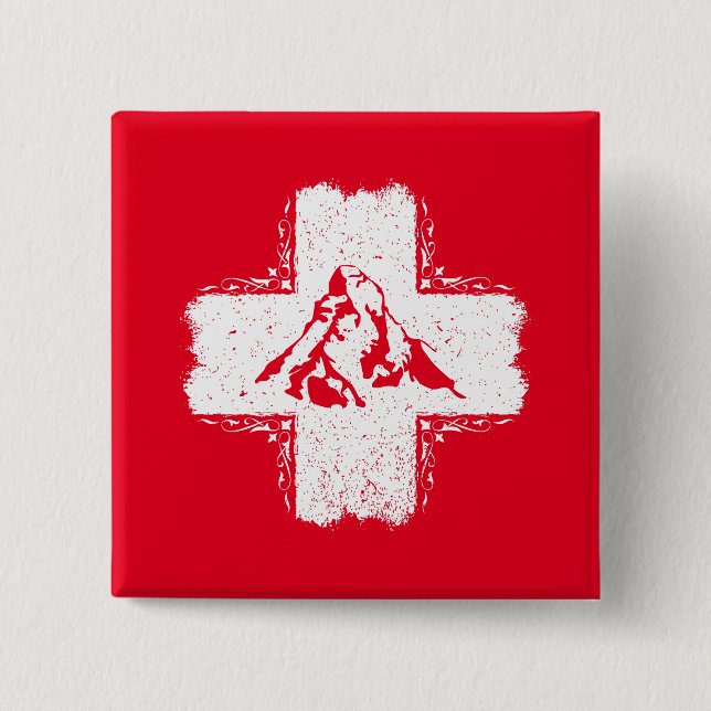 Badge Carré 5 Cm Suisse Alpes Matterhorn - Suisse (Devant)
