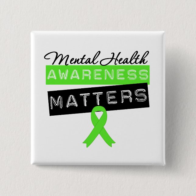 Badge Carré 5 Cm Sujets de conscience de santé mentale (Devant)