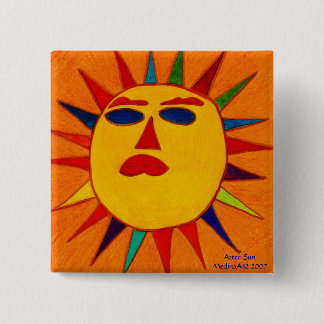 Badge Carré 5 Cm Sun aztèque