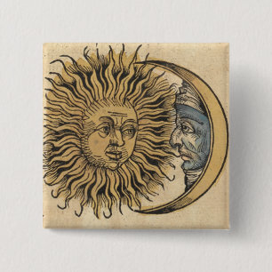 Badge Carré 5 Cm Sun et lune