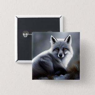 Badge Carré 5 Cm Superbe Renard Artique