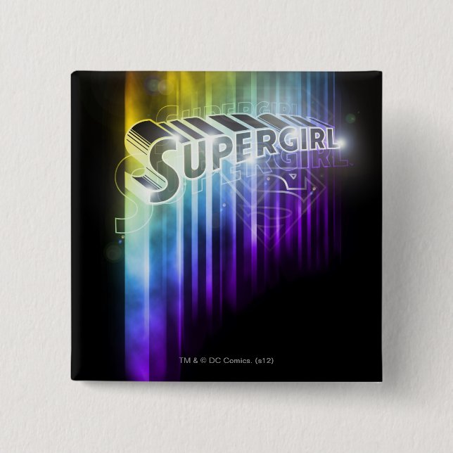 Badge Carré 5 Cm Supergirl Rainbow (Devant)