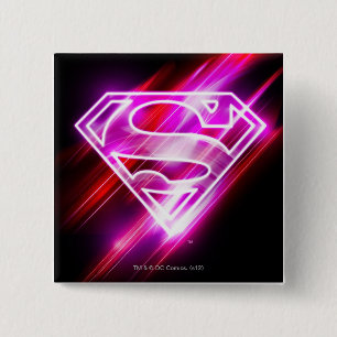 Badge Carré 5 Cm Supergirl rose