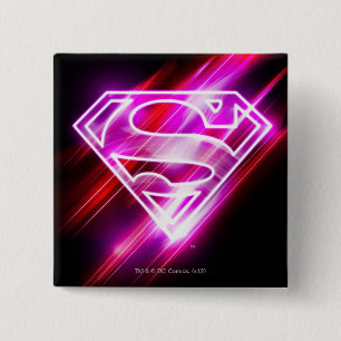 Badge Carré 5 Cm Supergirl rose