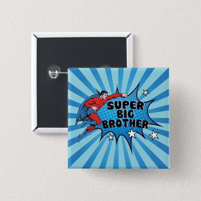 Badge Carré 5 Cm Superhero Devenir un Big Brother (Devant & derrière)