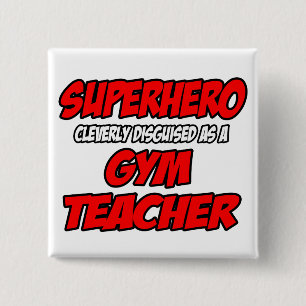 Badge Carré 5 Cm Superhero...Professeur de gym