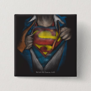 Badge Carré 5 Cm Superman Chest Reveal Sketch Colorized