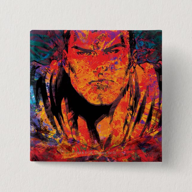 Badge Carré 5 Cm Superman Orange Grunge (Devant)